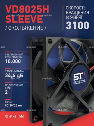 Вентилятор VD8025H sleeve (скольжение) 24V - st-e.info - Иваново