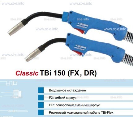 Горелка для полуавтоматической сварки TBi 240-blue-ESG, длина 3 метра - st-e.info - Иваново